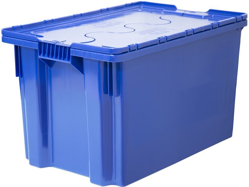 Ящик с крышкой п/э 600х400х365 сплошной, синий морозостойкий Safe PRO