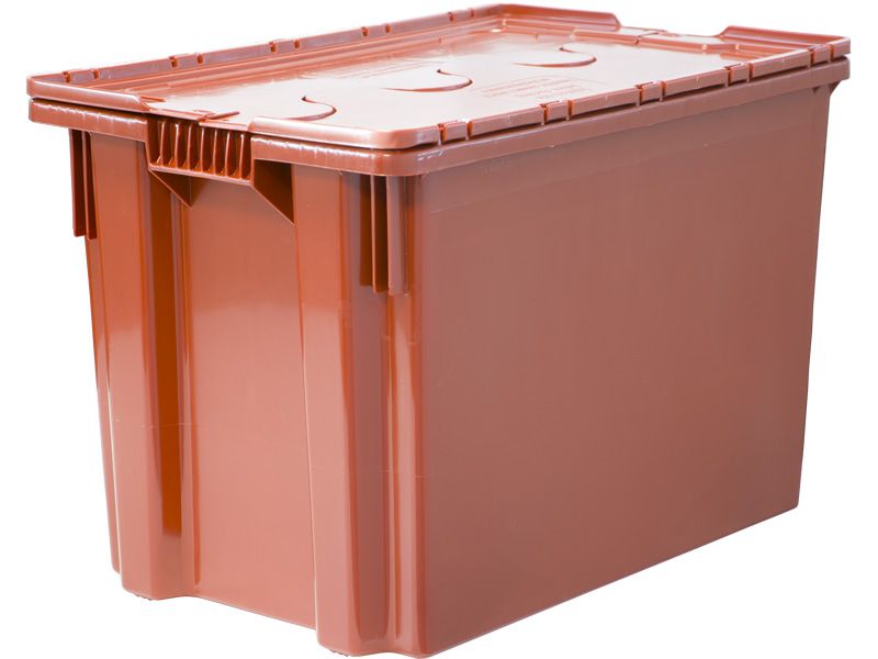 605 Ящик с крышкой п/э 600х400х400 сплошной, оранжевый морозостойкий Safe PRO