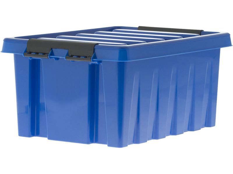 Ящик п/п 415х300х190 мм с крышкой и клипсами синий Rox Box 16 л
