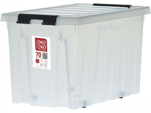 Rox Box Ящик п/п 580х390х350 мм с крышкой и клипсами, на роликах, прозрачный