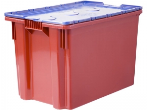 605 Ящик с крышкой п/э 600х400х415 сплошной,  красный с синей крышкой Safe PRO
