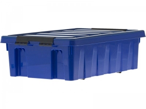 Ящик п/п 580х390х180 мм с крышкой и клипсами, на роликах, синий Rox Box 35 л